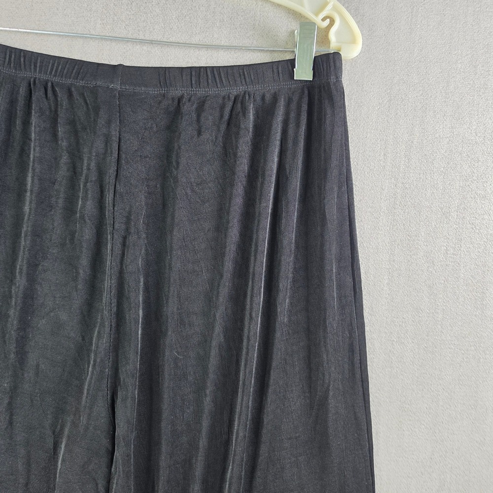 Slinky Brand Wide Leg Pants Women P1X Black Ribbed Elastic Waist Made in USA - Picture 14 of 16